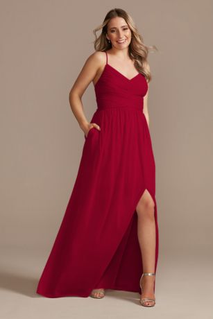 Long Mesh Bridesmaid Dress with Lace-Up ...